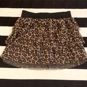 🖤🐆Super cute leopard print  tiered tulle skirt w/elastic waist EUC🐆🖤